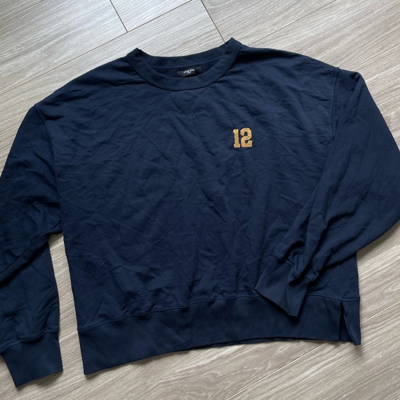 Anine Bing Rod League Sweatshirt in Washed Navy Sz L EUC Cotton - Picture 5 of 13